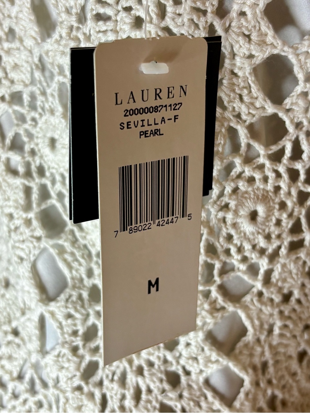 Lauren Ralph Lauren Sevilla Hand Knit Crochet Camisole Tank Pearl NWT Size M - Picture 12 of 13